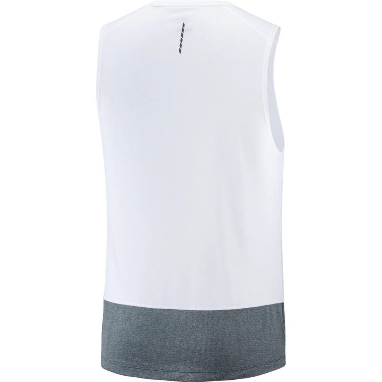 White / Grey Salomon Cross Run Men's Tanks | IE XE1943